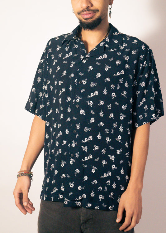 Black Floral Viscose Shirt