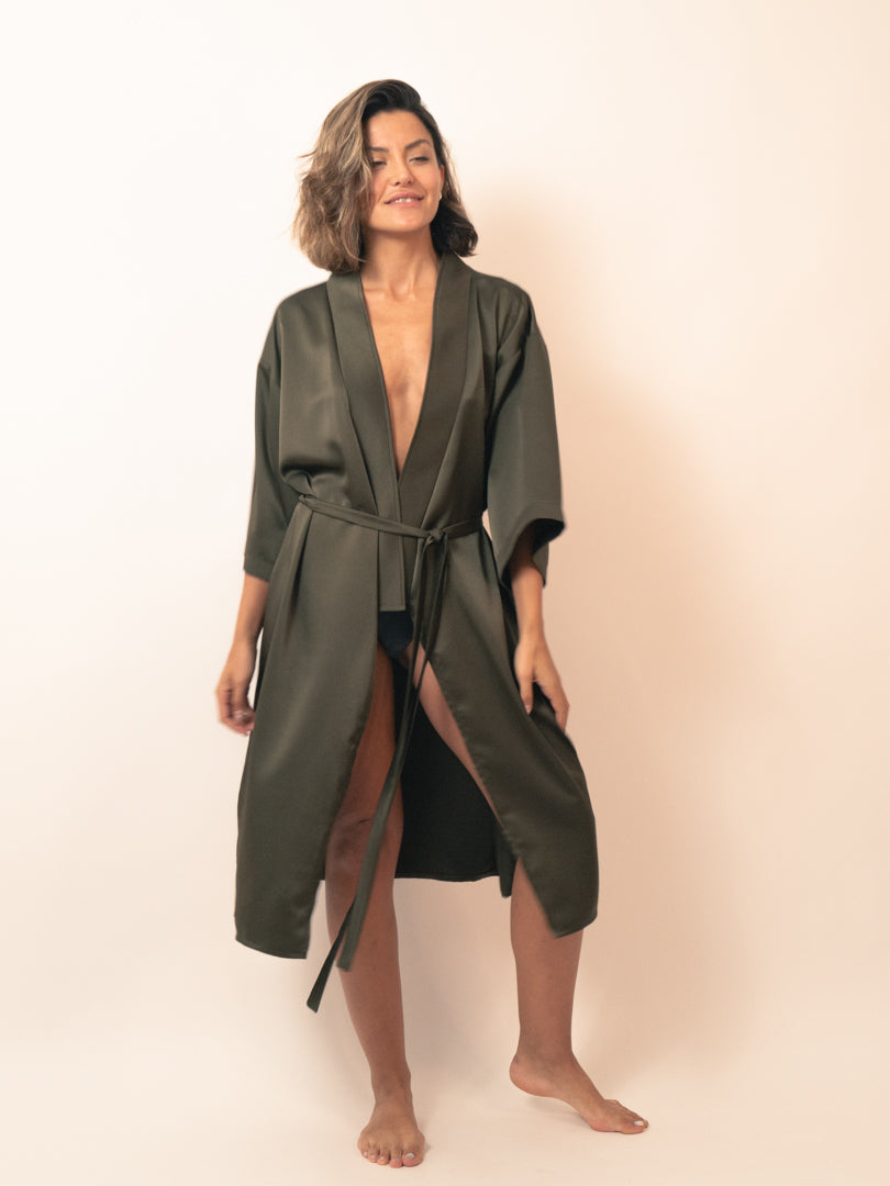 Long khaki Raya kimono