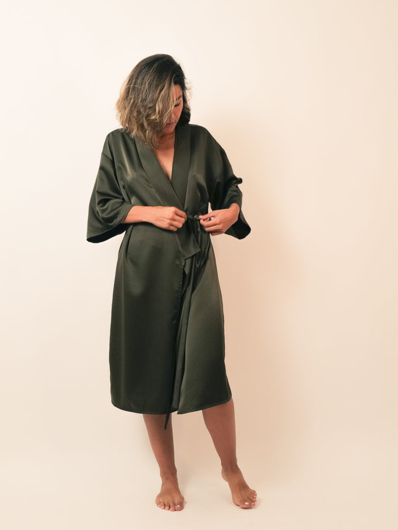 Long khaki Raya kimono