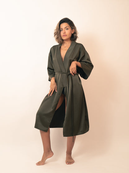 Long khaki Raya kimono